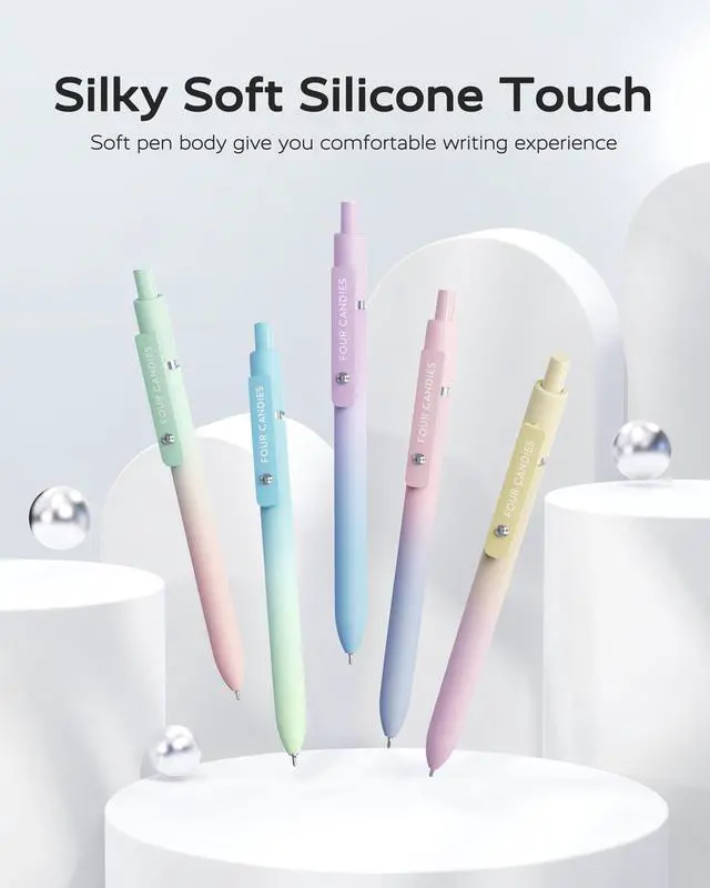 Alt view image 2 of 7 - Gel Pens, 5 Pcs 0.7mm Fine Point Quick Dry Black Ink Pen | Smooth Writing Gel Pens for Journaling, Note Taking, Nurse Aesthetic, Cute Office School Supplie(Gradient)