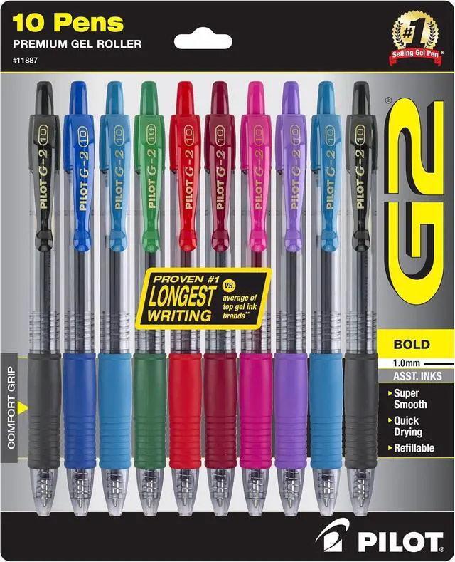 Alt view image 3 of 5 - G2 Gel-Ink Pens, Bold Point (1.0mm), 1.0 Gel Pens, Assorted, 10-Pack