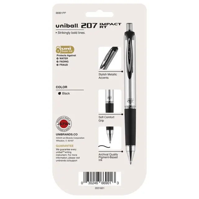 Alt view image 7 of 7 - 207 Impact RT Gel Pens, Bold Point (1.0mm), Black, 4 Pack | Auto-retracting clip protects against marks & stains, bold gel ink lay-down, fraud-resistant uni Super Ink, fade-resistant