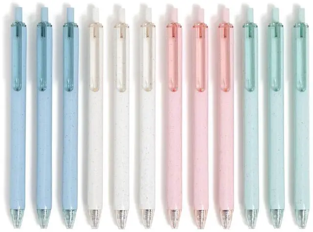 Main image of U-Eco Recycled Gel Click Pens, Set of 12, Pastel Speckle, Medium (0.7 mm) Point, Black Ink