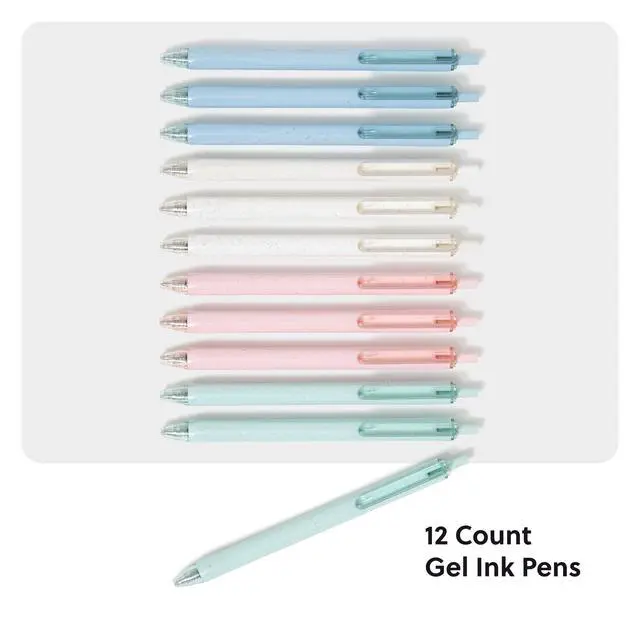 Alt view image 2 of 6 - U-Eco Recycled Gel Click Pens, Set of 12, Pastel Speckle, Medium (0.7 mm) Point, Black Ink