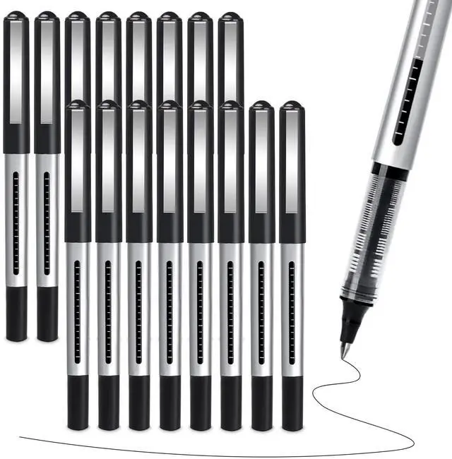 Main image of Rollerball Pen Fine Point Pens: 16 Pack 0.5mm Rollerball Pen, Extra Fine Point Pens, Black Fine Tip Liquid Gel Ink Pen Set for Writing, Note Taking, Signature, Office, Journaling, School Supplies