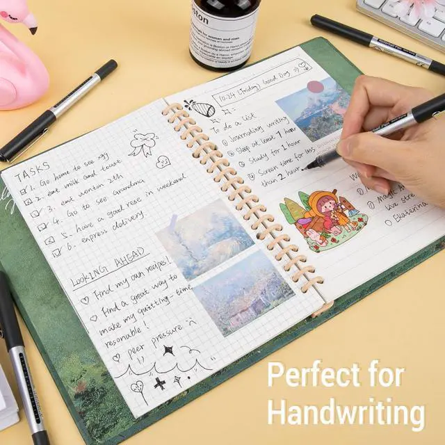 Alt view image 5 of 7 - Rollerball Pen Fine Point Pens: 16 Pack 0.5mm Rollerball Pen, Extra Fine Point Pens, Black Fine Tip Liquid Gel Ink Pen Set for Writing, Note Taking, Signature, Office, Journaling, School Supplies