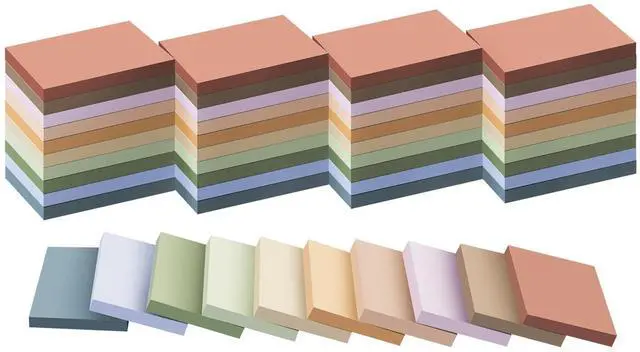 Main image of (50 Pads) Sticky Notes 1.5x2, Vintage Colors, 10 Colors Self Sticky Notes | Easy to Post for Home, Office, Notebook