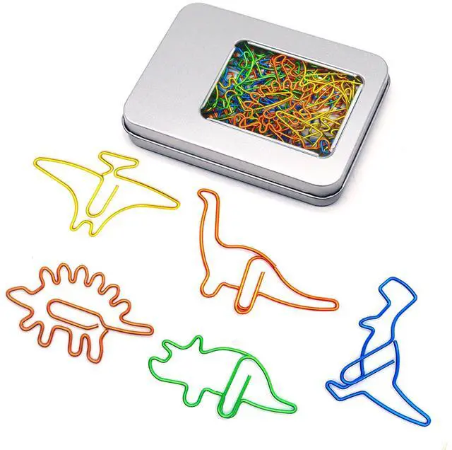 Main image of Cute Fun Dinosaur Paper Clips 50 Pcs, Dinosaur Gifts for Women | Decorative Bookmarks and Desk Accessories, Fun Dinosaur Gifts for Women, Students, Teachers and Dinosaur Lovers