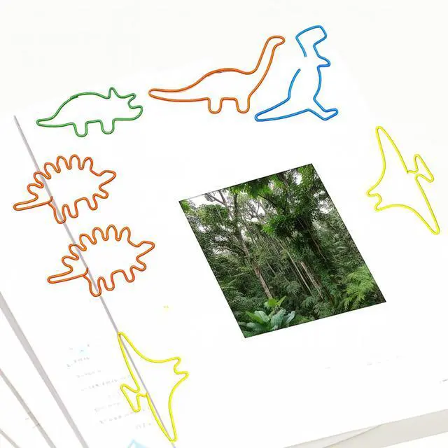 Alt view image 4 of 5 - Cute Fun Dinosaur Paper Clips 50 Pcs, Dinosaur Gifts for Women | Decorative Bookmarks and Desk Accessories, Fun Dinosaur Gifts for Women, Students, Teachers and Dinosaur Lovers