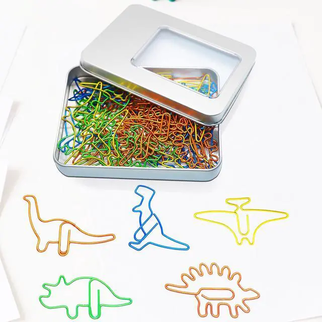 Alt view image 5 of 5 - Cute Fun Dinosaur Paper Clips 50 Pcs, Dinosaur Gifts for Women | Decorative Bookmarks and Desk Accessories, Fun Dinosaur Gifts for Women, Students, Teachers and Dinosaur Lovers