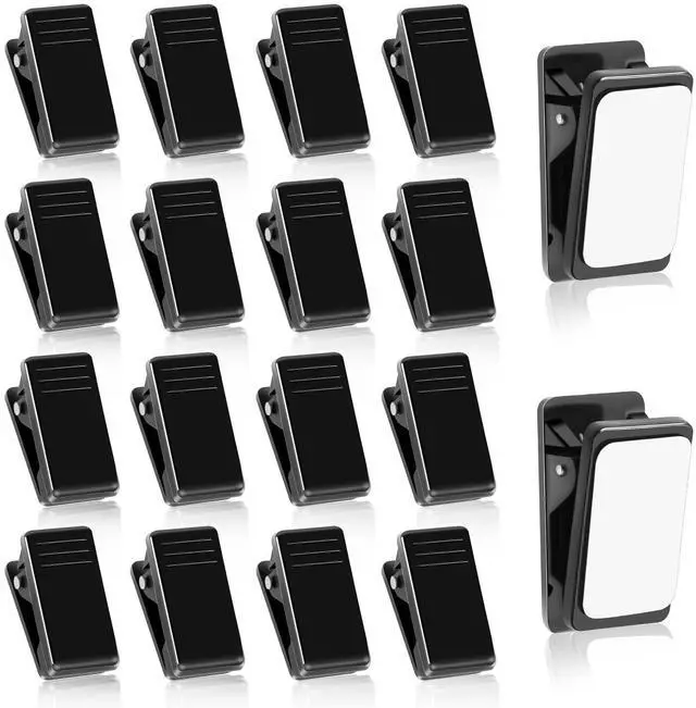 Main image of 20 Pieces Self Adhesive Clips, Tapestry Sticky Wall Photo Poster Clips | Plastic Black Clips Hanging Spring Light Clips for Office Home Christmas Decoration