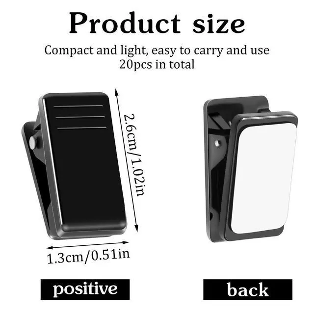 Alt view image 2 of 7 - 20 Pieces Self Adhesive Clips, Tapestry Sticky Wall Photo Poster Clips | Plastic Black Clips Hanging Spring Light Clips for Office Home Christmas Decoration
