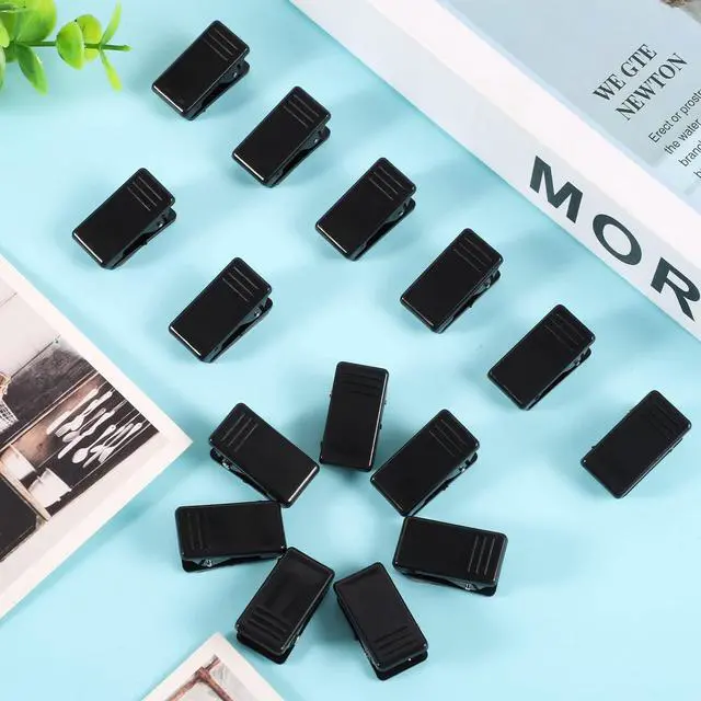 Alt view image 3 of 7 - 20 Pieces Self Adhesive Clips, Tapestry Sticky Wall Photo Poster Clips | Plastic Black Clips Hanging Spring Light Clips for Office Home Christmas Decoration