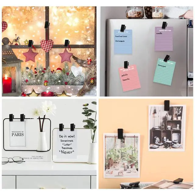 Alt view image 7 of 7 - 20 Pieces Self Adhesive Clips, Tapestry Sticky Wall Photo Poster Clips | Plastic Black Clips Hanging Spring Light Clips for Office Home Christmas Decoration