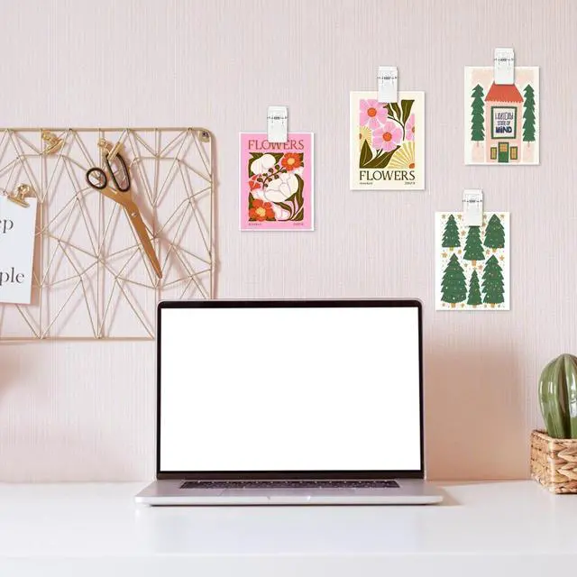 Alt view image 3 of 7 - 20 Pieces Self Adhesive Clips for Photo Sticky Clips for Wall Tapestry Wall Hanging Clips Sticky Spring Clips for Office Home Clear Plastic Sticky Clip for Poster Paper Self-Adhesive Clips for Hanging