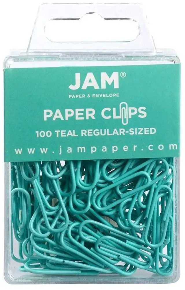 Main image of Colored Standard Paper Clips - Small - Teal - 100/pack