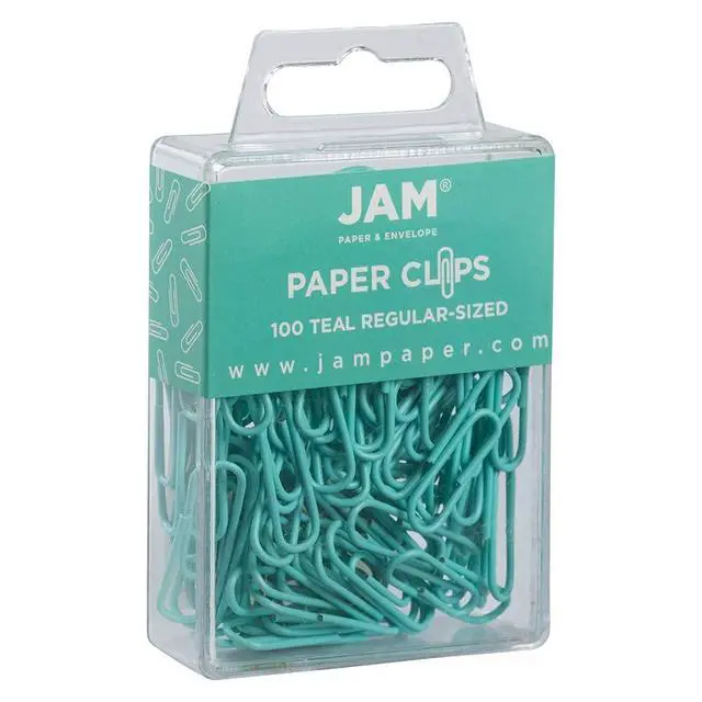 Alt view image 2 of 4 - Colored Standard Paper Clips - Small - Teal - 100/pack