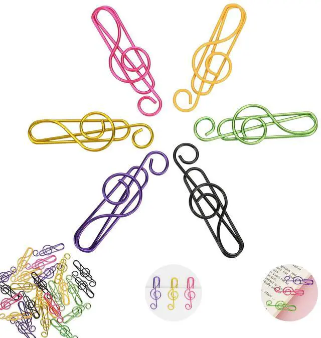 Main image of Paper Clips, 30 Pcs Colorful Music Note Paper Clip for Notebooks | Cute Music Heavy Duty Paper Clips, Decorative Bookmarks & Planner Clips for Teachers, Students, Music Lovers
