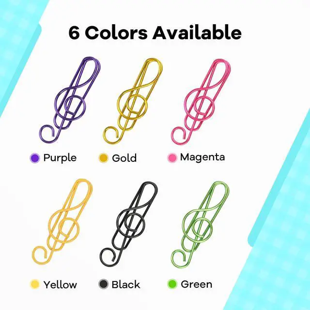 Alt view image 3 of 7 - Paper Clips, 30 Pcs Colorful Music Note Paper Clip for Notebooks | Cute Music Heavy Duty Paper Clips, Decorative Bookmarks & Planner Clips for Teachers, Students, Music Lovers