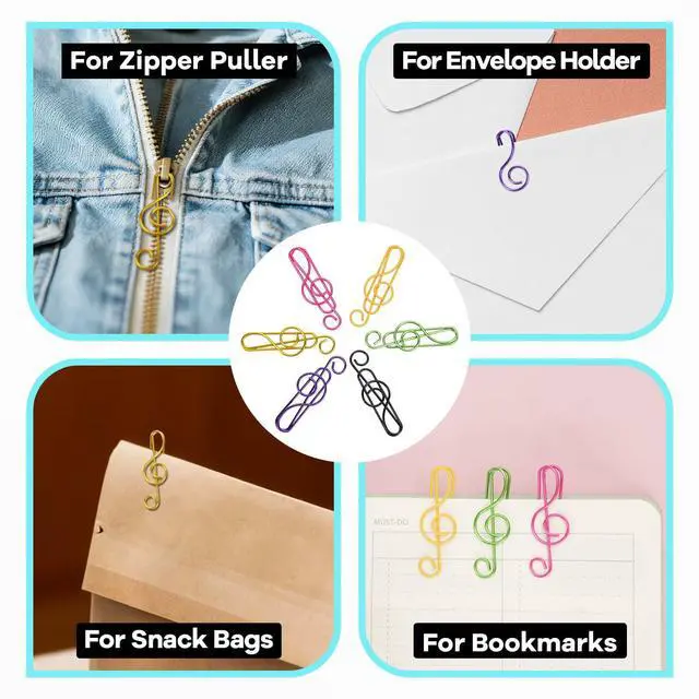Alt view image 5 of 7 - Paper Clips, 30 Pcs Colorful Music Note Paper Clip for Notebooks | Cute Music Heavy Duty Paper Clips, Decorative Bookmarks & Planner Clips for Teachers, Students, Music Lovers