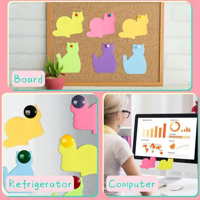 Alt view image 3 of 7 - 42 Pack Cat Stationery Set Office Supplies 6 Color Cute Cats Sticky Notes 30 Pcs Kitty Paper Clips 6 Pcs Kitty Pens Lover Gift Lovely Desk Accessories for Work School Office Supplies(Cute Cat)