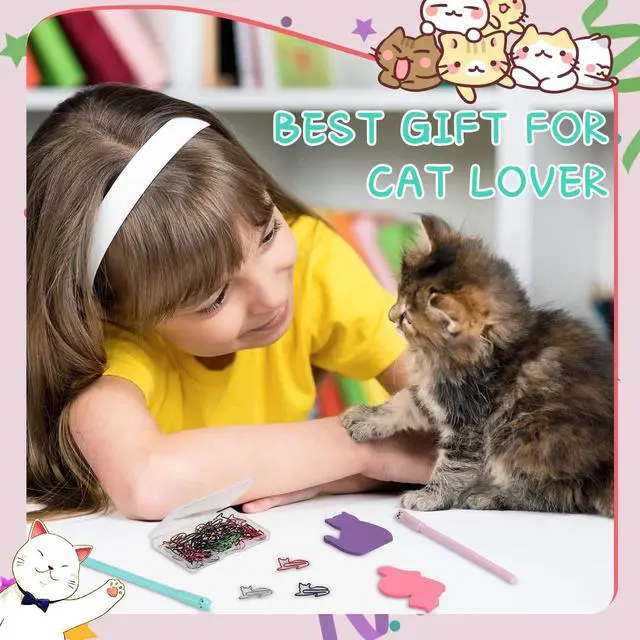 Alt view image 6 of 7 - 42 Pack Cat Stationery Set Office Supplies 6 Color Cute Cats Sticky Notes 30 Pcs Kitty Paper Clips 6 Pcs Kitty Pens Lover Gift Lovely Desk Accessories for Work School Office Supplies(Cute Cat)