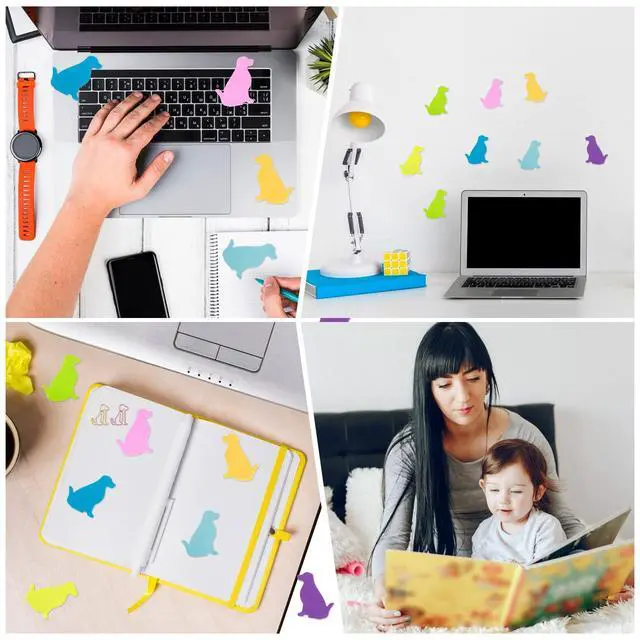 Alt view image 5 of 7 - Dog Sticky Notes with Paper Clips, 210 Sheets Cartoon Animal Self-Stick Notes Index Tabs Cute Dog Shape Memo Pads Index Tab for Reminders Office School and Home(7 Color)
