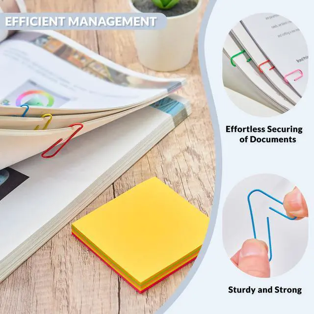 Alt view image 4 of 6 - 450pcs Paper Clips Assorted Sizes with 100 Sheets Sticky Notes Set, Colored Paperclips for Office Document Organizing