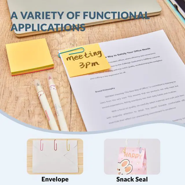 Alt view image 6 of 6 - 450pcs Paper Clips Assorted Sizes with 100 Sheets Sticky Notes Set, Colored Paperclips for Office Document Organizing