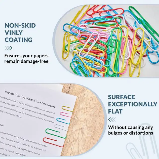 Alt view image 5 of 6 - 450pcs Paper Clips Assorted Sizes with 100 Sheets Sticky Notes Set, Colored Paperclips for Office Document Organizing