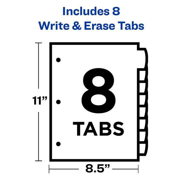 Alt view image 4 of 7 - Write & Erase Plastic Dividers, 8-Tab, Multicolor, 1 Set | For Organizing Reports and Projects, Reusable Durable Tabs, Write & Erase Design, 1.5x More Writing Space, Tear-Resistant