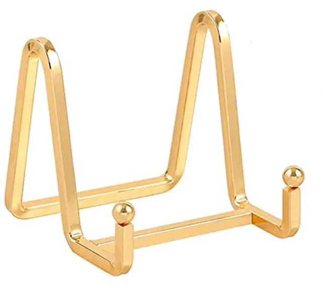 Main image of Plate Holder Easel Display Stand - 3 inch Metal Plate Stands for Display - Tabletop Picture Stand - Gold Iron Easels for Display Pictures | Photo Frames | Book | Decorative Plates | Plaque - 1 Pack