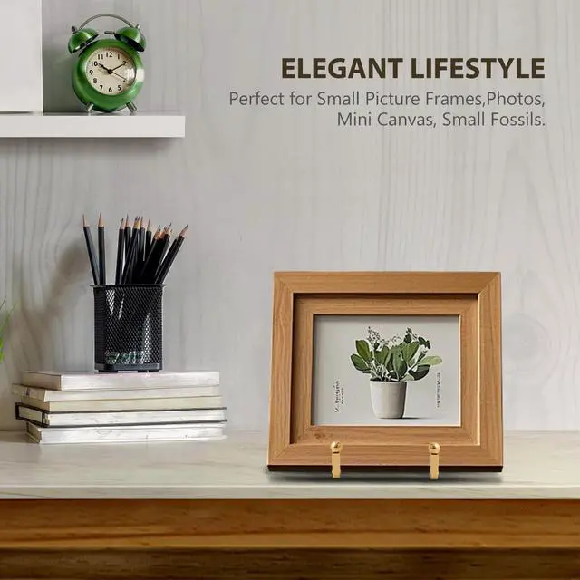 Alt view image 4 of 7 - Plate Holder Easel Display Stand - 3 inch Metal Plate Stands for Display - Tabletop Picture Stand - Gold Iron Easels for Display Pictures | Photo Frames | Book | Decorative Plates | Plaque - 1 Pack
