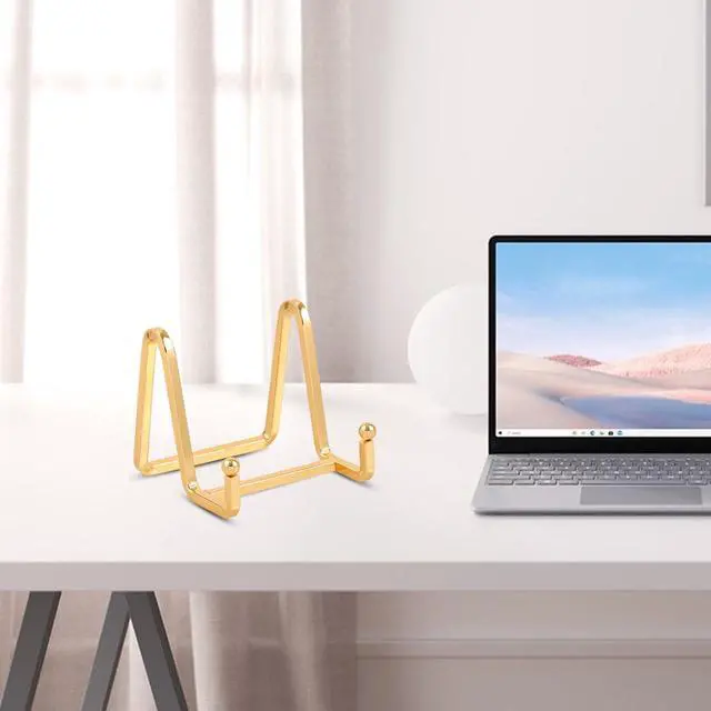 Alt view image 6 of 7 - Plate Holder Easel Display Stand - 3 inch Metal Plate Stands for Display - Tabletop Picture Stand - Gold Iron Easels for Display Pictures | Photo Frames | Book | Decorative Plates | Plaque - 1 Pack
