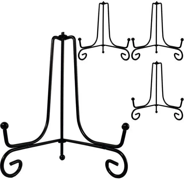 Main image of 4PCS Premium Black Iron Plate Stands for Display 6 Inch, Decorative Solid Metal Plate Holders for Displaying, Mini Easel, Frame, Book, Card, Plaque, Bowl, Picture Stands for Display