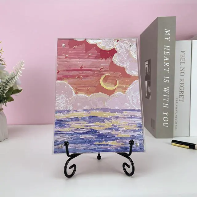 Alt view image 6 of 6 - 4PCS Premium Black Iron Plate Stands for Display 6 Inch, Decorative Solid Metal Plate Holders for Displaying, Mini Easel, Frame, Book, Card, Plaque, Bowl, Picture Stands for Display