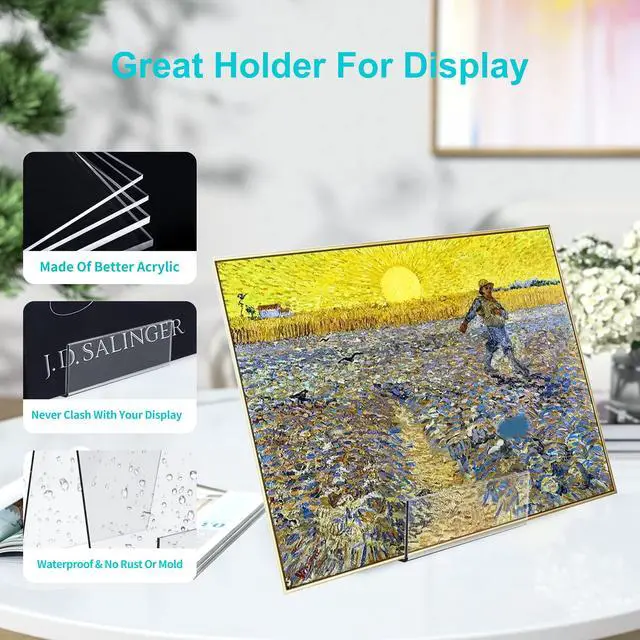 Alt view image 5 of 7 - Acrylic Book Stand with Ledge,4PC 4 Inch Clear Acrylic Display Easel Transparent Display Stand Holder Tablet Holder for Displaying Books,Magazine,Plate,Pictures,Artworks, CDs