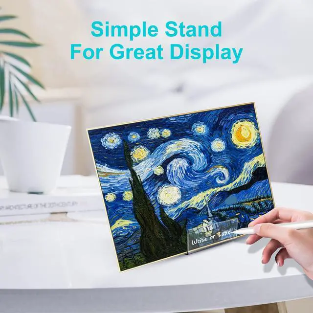 Alt view image 7 of 7 - Acrylic Book Stand with Ledge,4PC 4 Inch Clear Acrylic Display Easel Transparent Display Stand Holder Tablet Holder for Displaying Books,Magazine,Plate,Pictures,Artworks, CDs
