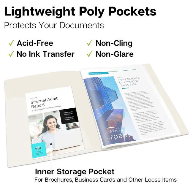 Alt view image 4 of 7 - 12-Pocket Presentation Binder 8.5x11, 24-Page Portfolio Folder | 12-pocket presentation binder displays 24 viewable pages for photos, recipes, documents, and certificates.