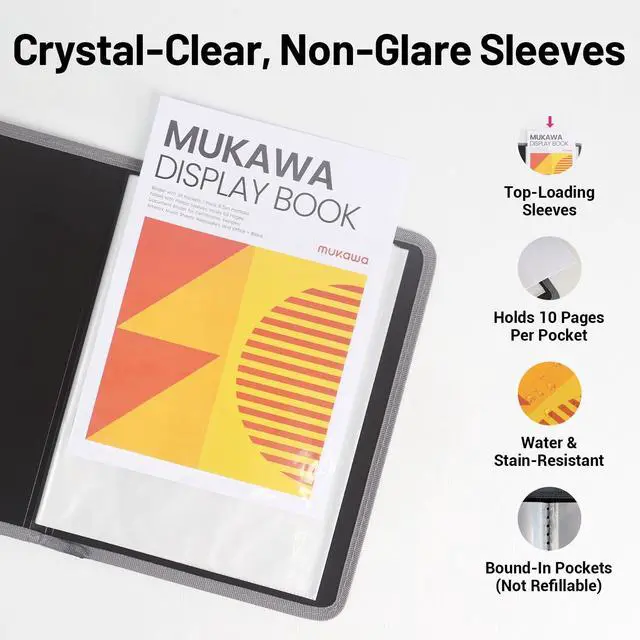 Alt view image 4 of 7 - Binder with Plastic Sleeves 30-Pocket, Display Book for 60 Pages, 8.5x11" Presentation Folders with Clear Sheet Protectors, Art Portfolio Binder for School & Office Document Organizer