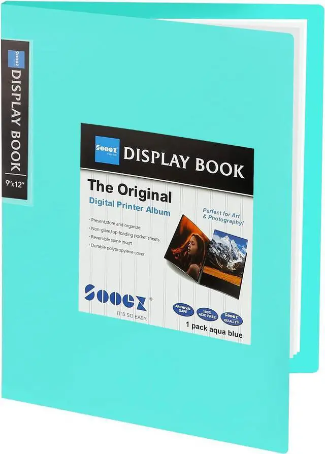 Main image of 30-Pocket Binder with Plastic Sleeves 9x12, Heavy Duty Art Portfolio | Folder with Clear Sheet Protectors, Display 60 Pages, Presentation Book for Artwork, Document Organizer Binder, Sky Blue