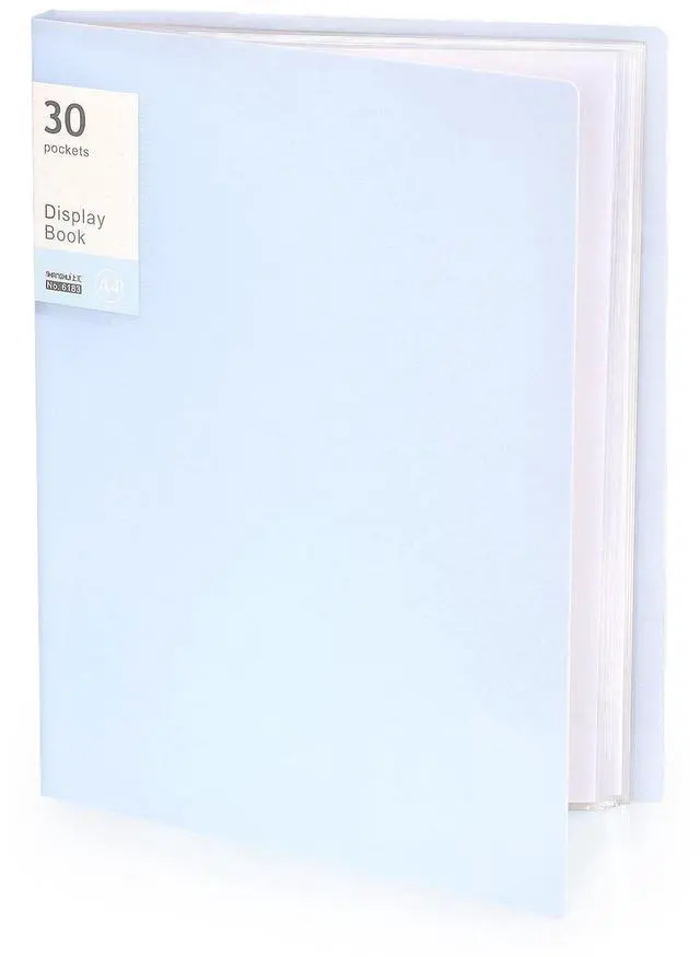 Main image of Binder with Plastic Sleeves for A4 Size, 30 Pocket, 1 Pack, Blue | Pocket Portfolio Folder with Clear Sheet Protectors, Presentation Book for Artwork, Document Organizer