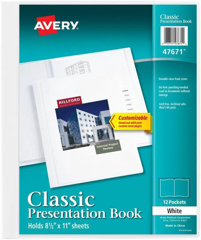 Main image of Classic Presentation Book, Clear Front Window for Title Page, 12 Non-stick Pages, 1 White Book (47671)