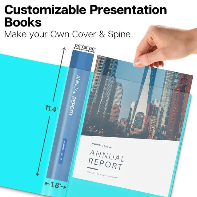 Alt view image 2 of 7 - Presentation Binder 24 Pockets, 8.5x11 Plastic Sleeves, Aqua | Presentation Book or Portfolio Binder displays 48 pages for documents, certificates, photos, and school projects.