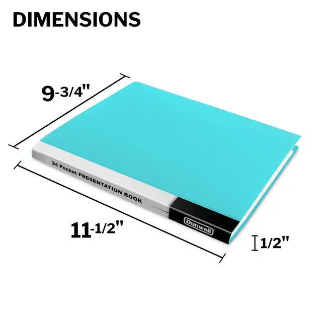 Alt view image 5 of 7 - Presentation Binder 24 Pockets, 8.5x11 Plastic Sleeves, Aqua | Presentation Book or Portfolio Binder displays 48 pages for documents, certificates, photos, and school projects.