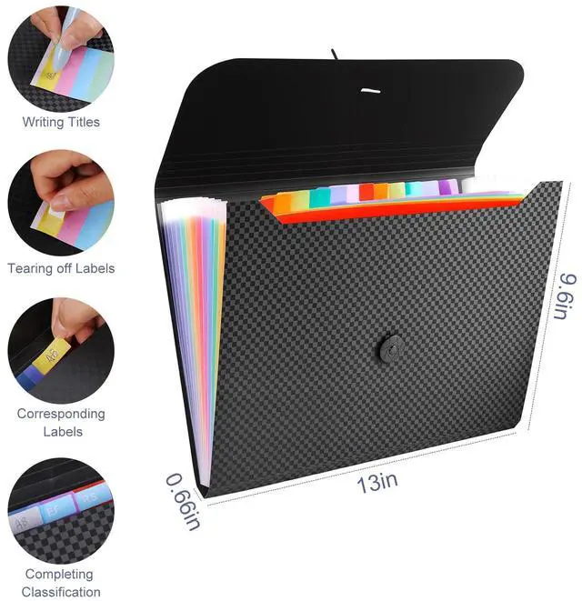 Alt view image 2 of 7 - 13 Pocket Expanding File Organizer, Accordion Document Folder | with Color-Coded Labels, A4 Letter Size, Waterproof, Large Capacity, Paper Receipt Bill Holder for Home Office School Travel