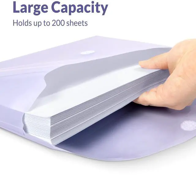 Alt view image 5 of 7 - 6 Pack Plastic Envelopes, Folders for Document for A4 Letter Size, Poly File Folders with Label Pockets for School Home Office Organizer Work Supplies, 6 Colors
