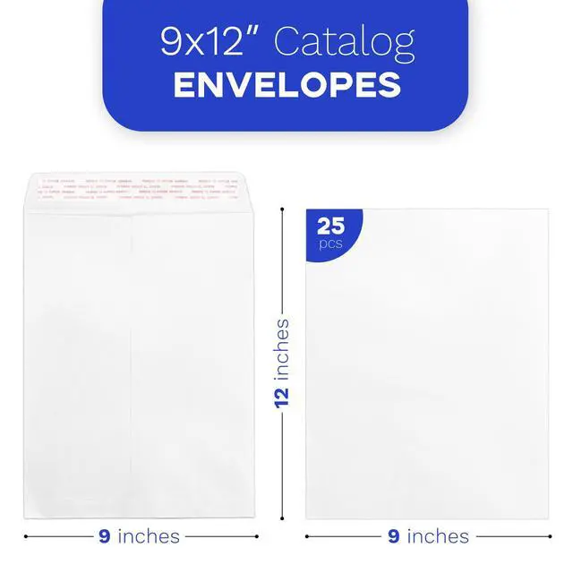 Alt view image 2 of 7 - 9x12 Manilla Envelopes, White, 25 Pack | Self Seal, Large Mailing Envelopes, Letter Size, 100 GSM Paper