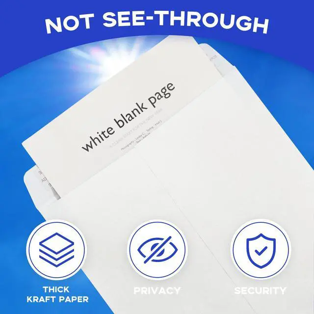 Alt view image 4 of 7 - 9x12 Manilla Envelopes, White, 25 Pack | Self Seal, Large Mailing Envelopes, Letter Size, 100 GSM Paper