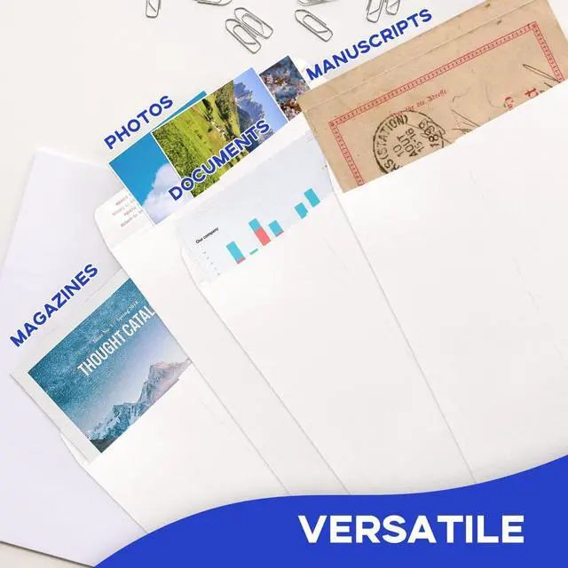 Alt view image 7 of 7 - 9x12 Manilla Envelopes, White, 25 Pack | Self Seal, Large Mailing Envelopes, Letter Size, 100 GSM Paper