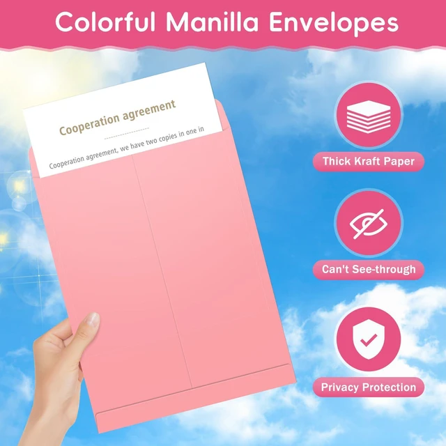 Alt view image 4 of 7 - 25 Pack Colored Mailing Envelopes, 9 x12 Inches Self-Seal Manilla Envelopes | Colorful Manilla Envelopes for Mailing, Organize, storage, Home, Office Business