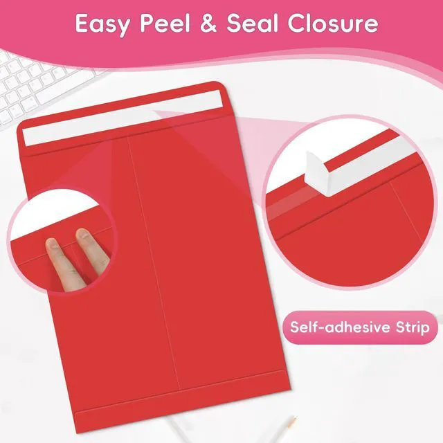 Alt view image 3 of 7 - 25 Pack Colored Mailing Envelopes, 9 x12 Inches Self-Seal Manilla Envelopes | Colorful Manilla Envelopes for Mailing, Organize, storage, Home, Office Business