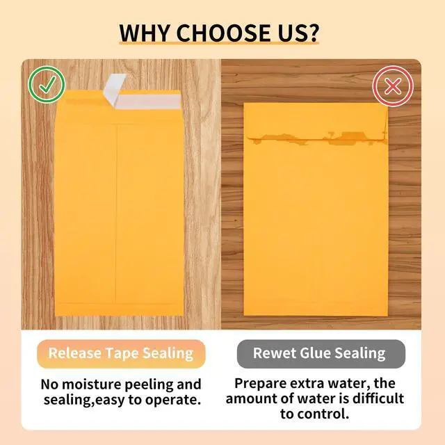 Alt view image 3 of 7 - 6x9 Envelopes Self Seal, Yellow Envelopes 6x9 Printable, Catalog Mailing Envelopes 6 x 9 Tear Resistant, Kraft Envelope for Mailing Letters, Documents, Photos, Invitation Cards